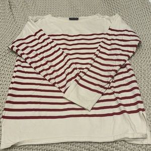 Saint James red/ecru Breton stripe boatneck shirt, size M EUC